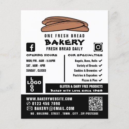 Fresh Baguettes Bakers Bakery Store Advert Flyer