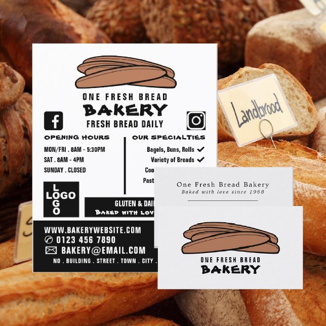 Fresh Baguettes, Bakers, Bakery Store Advert Flyer (Creator Uploaded)