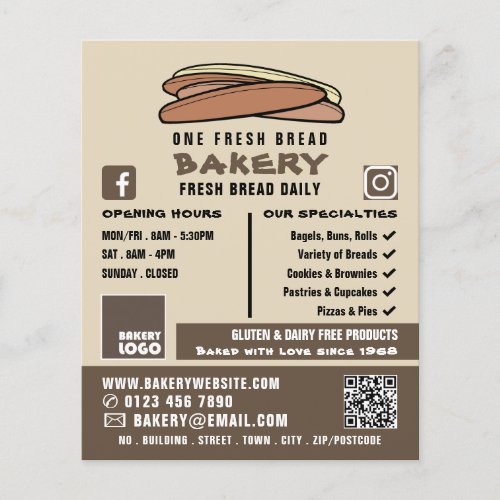 Fresh Baguettes Bakers Bakery Store Advert Flyer