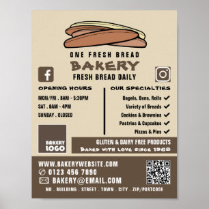 Fresh Baguettes, Bakers, Bakery Store Advert Poster