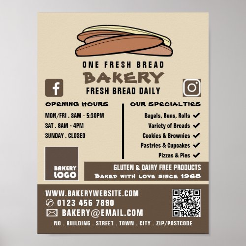 Fresh Baguettes Bakers Bakery Store Advert Poster