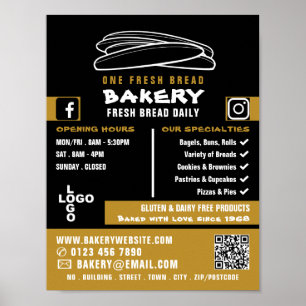 Fresh Baguettes, Bakers, Bakery Store Advert Poster