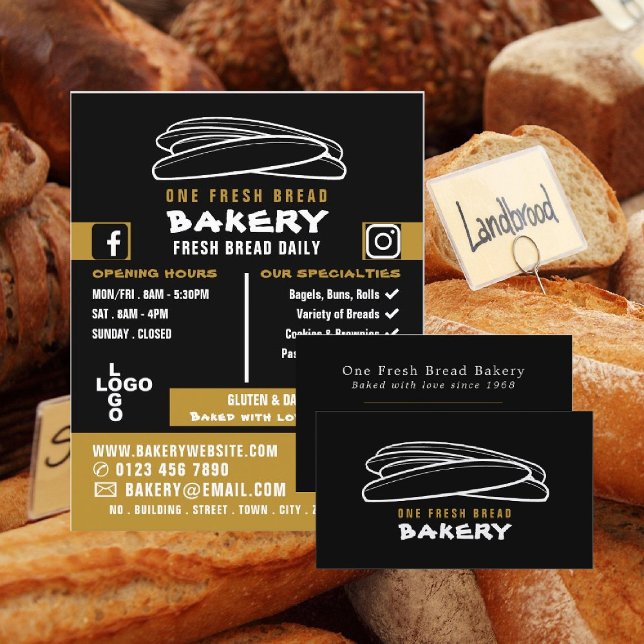Fresh Baguettes, Bakers, Bakery Store Business Card (Creator Uploaded)
