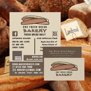 Fresh Baguettes, Bakers, Bakery Store Business Card