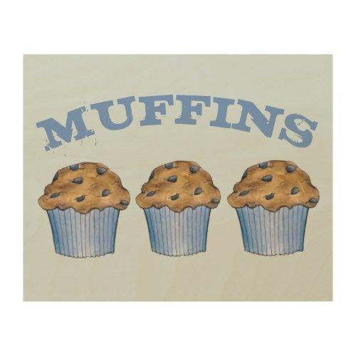 Fresh Baked Blueberry Muffins Food Kitchen Gift Wood Wall Decor