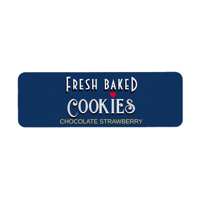FRESH BAKED COOKIES with cookie name and heart Label (Front)