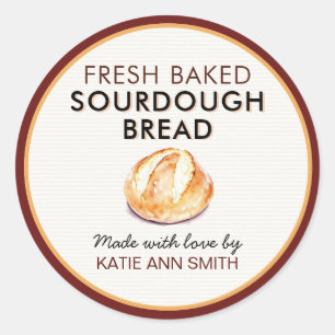 Fresh Baked Sourdough Bread Label Bakery Sticker