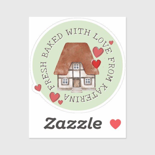 Fresh Baked Tudor House Heart Reusable Bakery Tin  Sticker (Sheet)