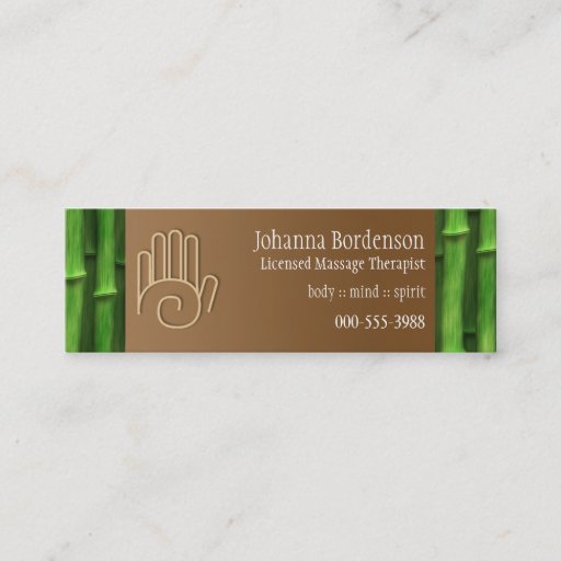 Customizable Fresh Bamboo Massage Therapy Business Card