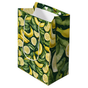 Fresh Bananas and Lemon Slices Watercolor Art Medium Gift Bag