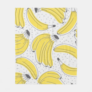 Fresh bananas hand drawn background. Doodle wallpa Fleece Blanket