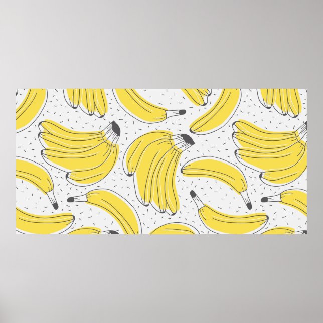 Fresh bananas hand drawn background. Doodle wallpa Poster (Front)