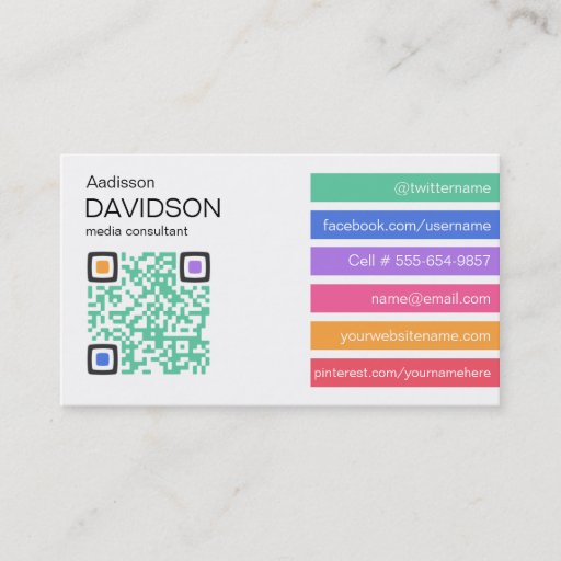 Customizable Fresh Bar QR CODE Social Media Business Card