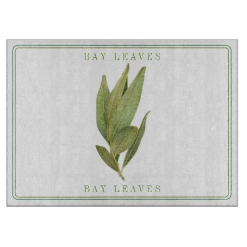 FRESH BAY LEAVES 15x11 Glass Cutting Board