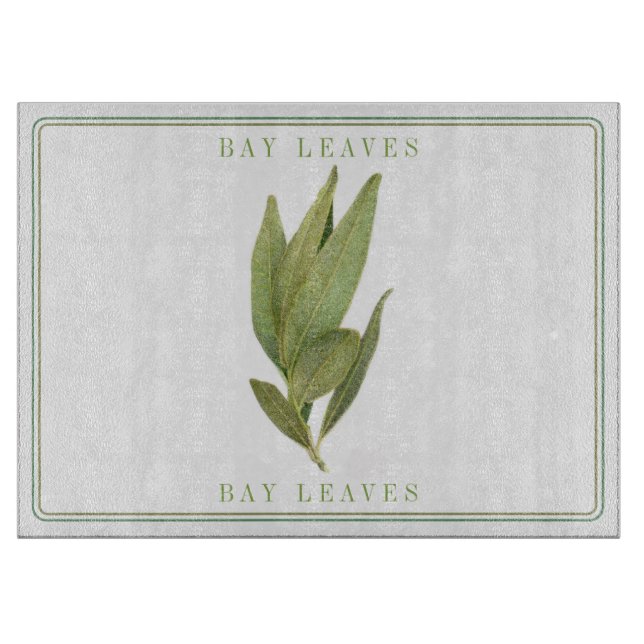 FRESH BAY LEAVES 15x11 Glass Cutting Board (Front)