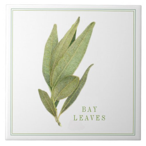 FRESH BAY LEAVES 6x6 Ceramic Tile text