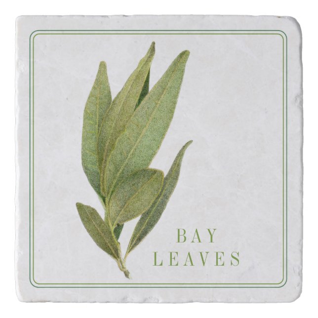 FRESH BAY LEAVES Marble Stone Trivet (Front)