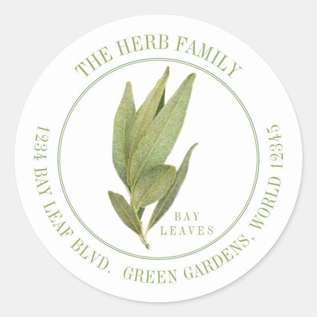 FRESH BAY LEAVES Small Round Address Seals (Front)