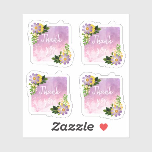 Fresh Beautiful Spring Flowers Thank you Sticker