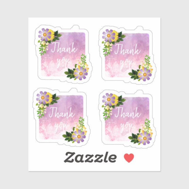 Fresh Beautiful Spring Flowers Thank you Sticker (Sheet)