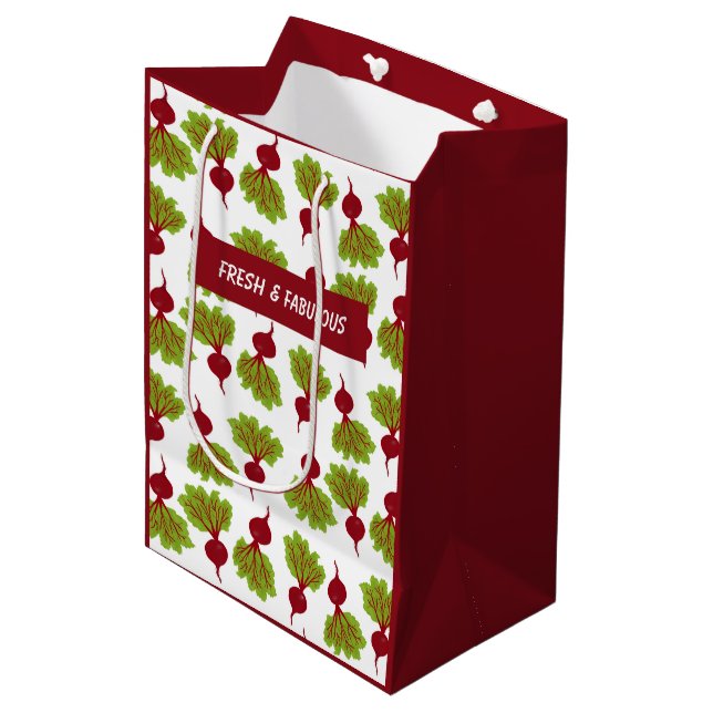 Fresh Beet Collection White Medium Gift Bag (Front Angled)
