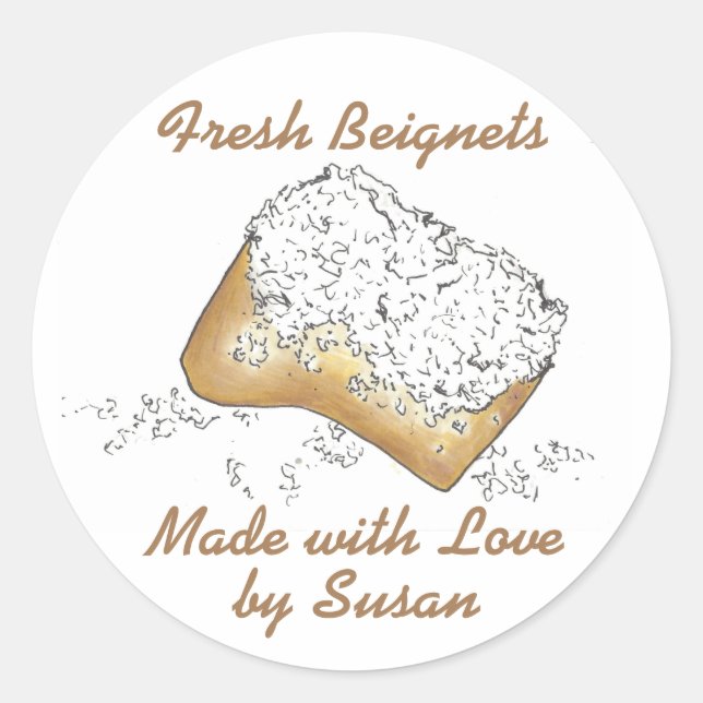 Fresh Beignet Made Baked Love Personalized Sticker (Front)