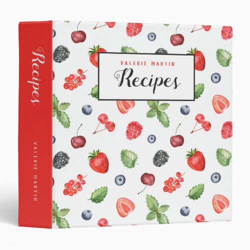 Fresh Berries Customizable Recipe Binder