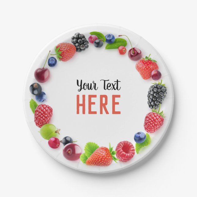 Fresh berries frame paper plates (Front)