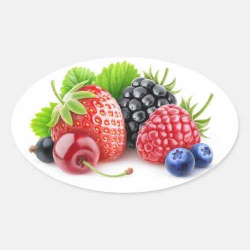 Fresh berries oval sticker