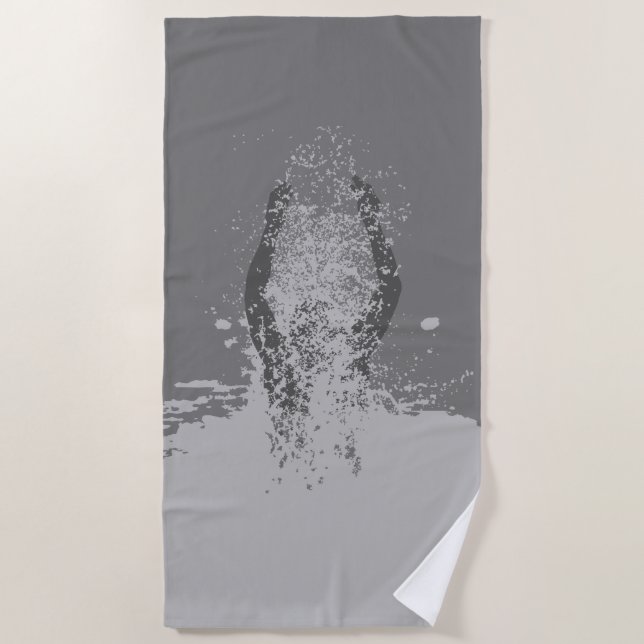 Fresh Black and White Grunge Man Water Sprinkle Beach Towel (Front)