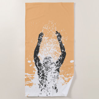 Fresh Black and White Grunge Man Water Sprinkle Beach Towel