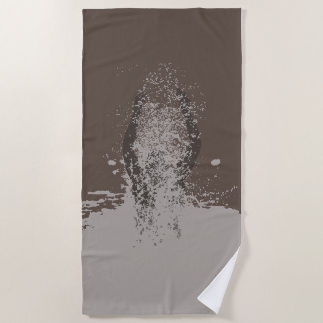 Fresh Black and White Grunge Man Water Sprinkle Beach Towel (Front)