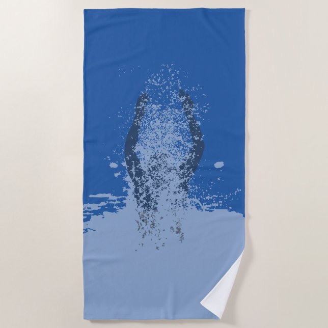 Fresh Black and White Grunge Man Water Sprinkle Beach Towel (Front)