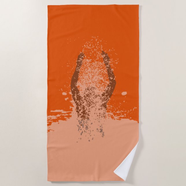 Fresh Black and White Grunge Man Water Sprinkle Beach Towel (Front)