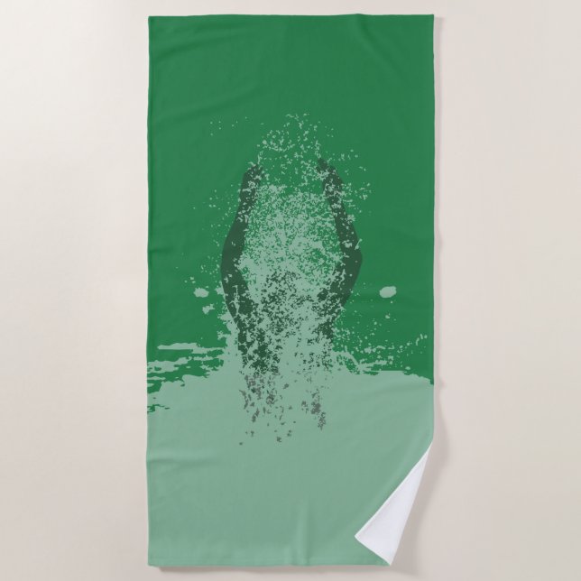 Fresh Black and White Grunge Man Water Sprinkle Beach Towel (Front)