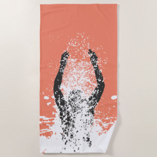 Fresh Black and White Grunge Man Water Sprinkle Beach Towel