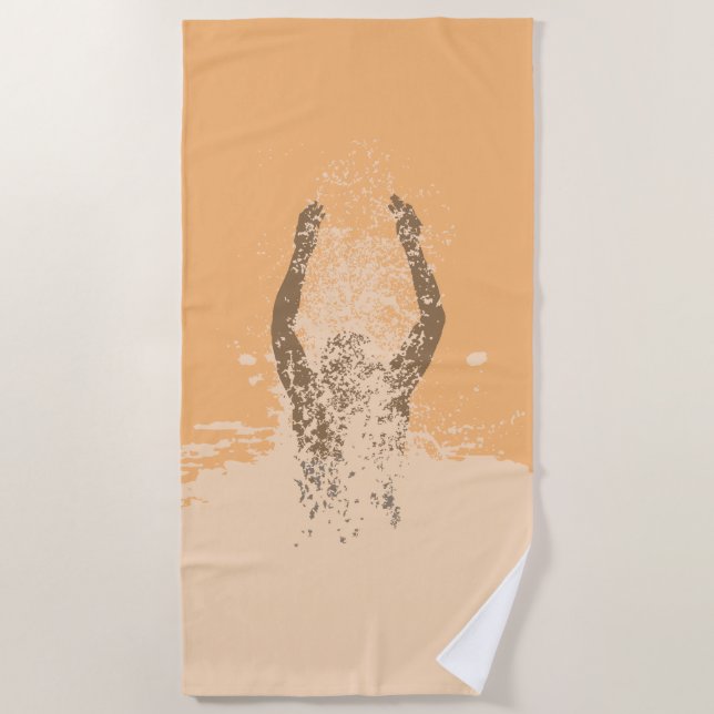 Fresh Black and White Grunge Man Water Sprinkle Beach Towel (Front)