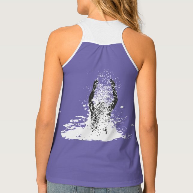 Fresh Black and White Grunge Man Water Sprinkle Tank Top (Back)