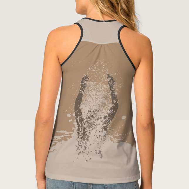 Fresh Black and White Grunge Man Water Sprinkle Tank Top (Back)