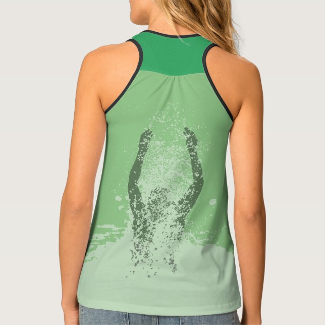 Fresh Black and White Grunge Man Water Sprinkle Tank Top (Back)