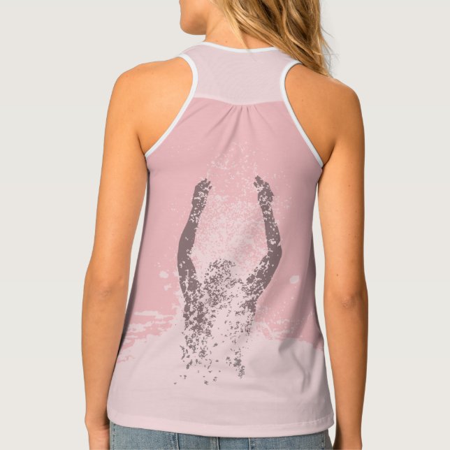 Fresh Black and White Grunge Man Water Sprinkle Tank Top (Back)