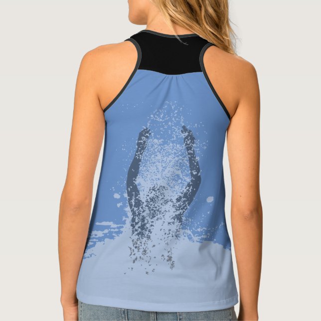 Fresh Black and White Grunge Man Water Sprinkle Tank Top (Back)