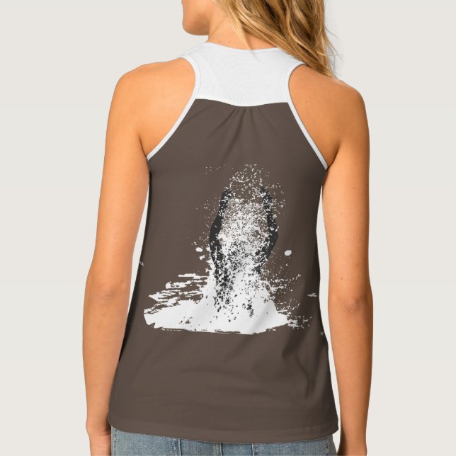 Fresh Black and White Grunge Man Water Sprinkle Tank Top (Back)