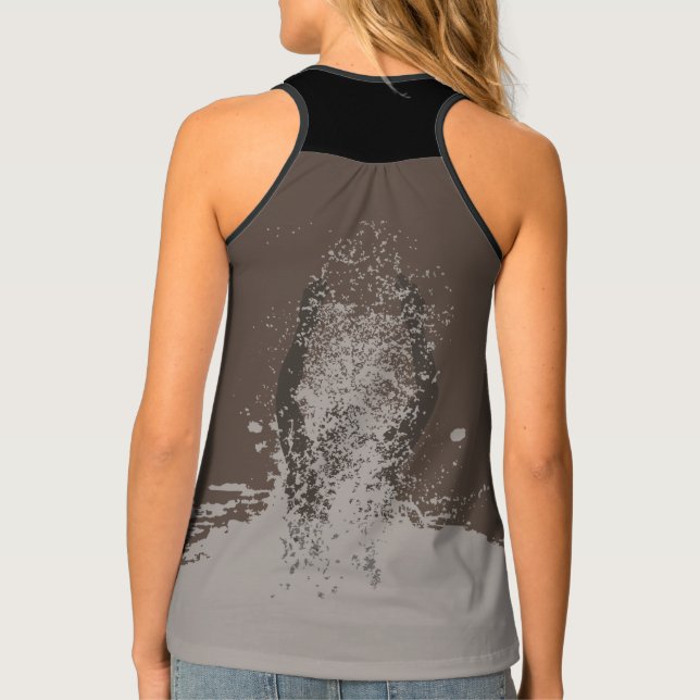 Fresh Black and White Grunge Man Water Sprinkle Tank Top (Back)