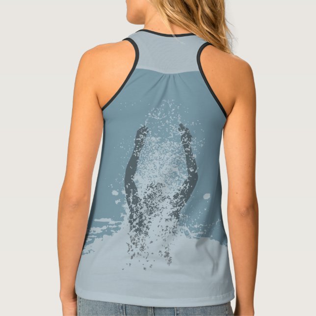 Fresh Black and White Grunge Man Water Sprinkle Tank Top (Back)