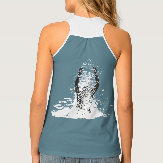 Fresh Black and White Grunge Man Water Sprinkle Tank Top (Back)