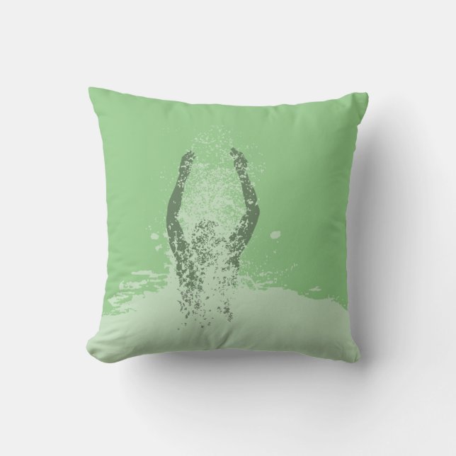 Fresh Black and White Grunge Man Water Sprinkle Throw Pillow (Front)