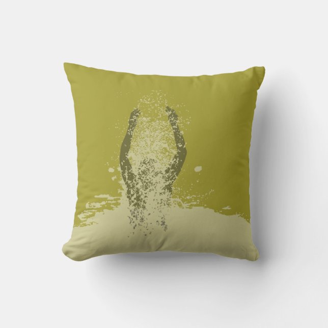 Fresh Black and White Grunge Man Water Sprinkle Throw Pillow (Front)