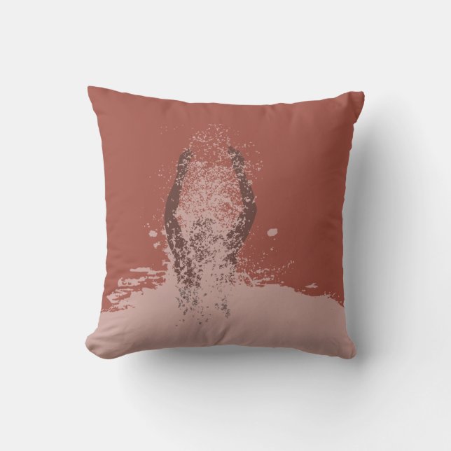 Fresh Black and White Grunge Man Water Sprinkle Throw Pillow (Front)