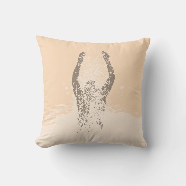 Fresh Black and White Grunge Man Water Sprinkle Throw Pillow (Front)